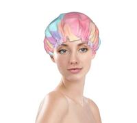 Bonnet de douche imperméable à double doublure, imprimé couleurs pastel barbe à papa