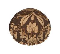 Bonnet de douche imperméable à imprimé floral extra large - Double couche de protection pour cheveux longs/bouclés