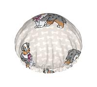 Bonnet de douche imperméable à l'eau de berger australien, bonnet de bain élastique Bonnets de bain pour cheveux de protection de l'environnement, bonnet de bain à double couche imperméable