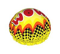 Bonnet de douche imperméable à l'eau de fond coloré comique, bonnet de cheveux de bain élastique bonnets de bain de cheveux de protection de l'environnement, double couche imperméable chapeau de dou