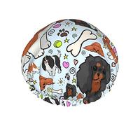 Bonnet de douche imperméable à motif Cavalier King Charles Spaniel avec ourlet élastiqué Design réversible pour la douche Bonnet de couchage Bonnet pour toutes les longueurs de cheveux