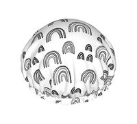 Bonnet de douche imperméable arc-en-ciel Sweet Monochrome Dreams, bonnet de bain élastique, protection de l'environnement, bonnet de bain pour cheveux, double couche imperméable