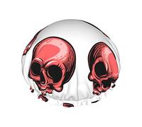 Bonnet de douche imperméable blanc tête de mort rouge, bonnet de bain élastique pour cheveux, protection de l'environnement, bonnet de bain pour cheveux, double couche imperméable