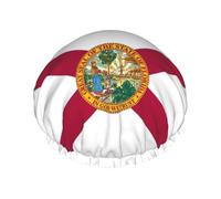 Bonnet de douche imperméable de grande taille avec imprimé drapeau de l'État de Floride pour femmes et hommes, réutilisable, léger et doux