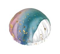 Bonnet de douche imperméable double couche aquarelle arc-en-ciel pour homme et femme - Protection des cheveux pour le bain, masques faciaux, spa