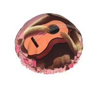 Bonnet de douche imperméable double couche avec motif paresseux avec notes de musique pour femme, chapeau de bain réutilisable avec bande élastique, garde les cheveux au sec pour la douche et les