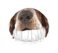 Bonnet de douche imperméable double couche élastique isolé Basset Hound, réutilisable
