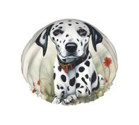 Bonnet de douche imperméable double couche imprimé dalmatien pour homme et femme - Réutilisable - Bande élastique