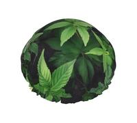 Bonnet de douche imperméable double couche imprimé feuilles et plantes - Masque de bain réutilisable pour voyage, soins à domicile et routine beauté