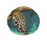 Bonnet de douche imperméable double couche imprimé tortue de mer - Masque de bain réutilisable pour voyage, soins à domicile et routine beauté