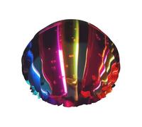 Bonnet de douche imperméable double couche imprimé tube à essai chimie - Spa et masque facial réutilisable pour voyage, soins à domicile et routine beauté