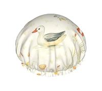 Bonnet de douche imperméable double couche motif canard et œuf vintage, bonnet réutilisable à bande élastique
