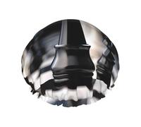 Bonnet de douche imperméable double couche noir et blanc avec bande élastique, pour garder les cheveux au sec pour la douche et les soins de la peau