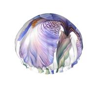 Bonnet de douche imperméable double couche pour homme et femme - Lavande - Iris Fleur - Protection des cheveux pour le bain, le visage, le spa
