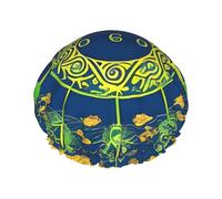 Bonnet de douche imperméable double couche - Totem Yin Yang élastique réutilisable chapeau de protection des cheveux pour homme et femme