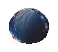Bonnet de douche imperméable double couche - Un univers fascinant élastique réutilisable pour homme et femme
