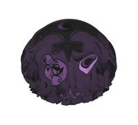 Bonnet de douche imperméable double couche violet noir gothique pour femme, chapeau de bain réutilisable avec bande élastique, garde les cheveux au sec pour la douche et les soins de la peau