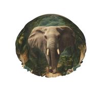 Bonnet de douche imperméable et réutilisable à motif éléphant se promenant dans la jungle, double élastique, pour une utilisation quotidienne, taille unique.