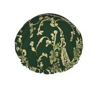 Bonnet de douche imperméable extra large à imprimé floral - Double couche de protection pour cheveux longs/bouclés - Réutilisable et facile à transporter.