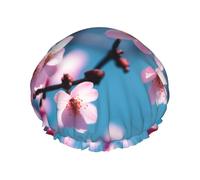Bonnet de douche imperméable extra large avec imprimé floral - Double couche de protection pour cheveux longs/bouclés - Réutilisable et facile à transporter.