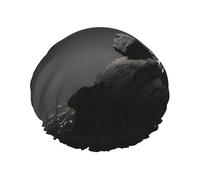 Bonnet de douche imperméable extra large avec motif loup et lune nocturne, double couche de protection pour cheveux longs/bouclés, réutilisable et facile à transporter.