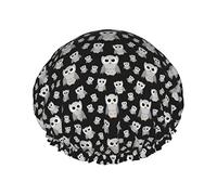 Bonnet de douche imperméable mignon hibou avec ourlet élastique Design réversible pour bonnet de douche pour toutes les longueurs de cheveux