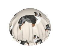 Bonnet de douche imperméable motif berger australien, bonnet de bain élastique pour cheveux, protection de l'environnement, bonnet de bain double couche imperméable.