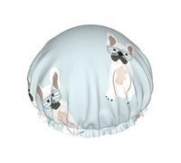 Bonnet de douche imperméable pour bouledogue français enfantin, bonnet de bain élastique pour cheveux, protection de l'environnement, bonnet de bain pour cheveux, double couche imperméable.