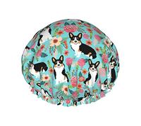 Bonnet de douche imperméable pour chien Corgi avec ourlet élastique Design réversible pour bonnet de couchage pour douche pour toutes les longueurs de cheveux