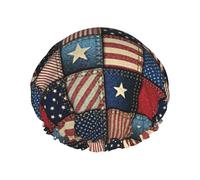 Bonnet de douche imperméable pour homme et femme avec imprimé patchwork drapeau américain