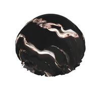 Bonnet de douche imperméable pour homme et femme Motif marbre Noir/or rose