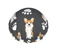 Bonnet de douche imperméable pour patte de chien Corgi Corgis, bonnet de bain élastique pour cheveux, protection de l'environnement, bonnet de bain pour cheveux, double couche imperméable