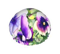 Bonnet de douche imperméable réutilisable avec impression de pensée parfaite, bonnet de bain élastique double couche, grand bonnet de douche pour femmes cheveux longs