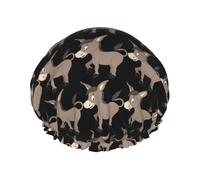 Bonnet de douche imperméable réutilisable avec imprimé âne, double couche élastique, grand bonnet de douche pour femmes cheveux longs