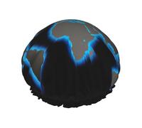 Bonnet de douche imperméable réutilisable avec imprimé carte du monde, double couche élastique, grand bonnet de douche pour femmes cheveux longs