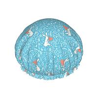 Bonnet de douche imperméable réutilisable de bain élastique de coeurs et d'éléments floraux pour des femmes, casquettes pour l'usage à la maison de station thermale de filles, hôtel et salon de coiffu