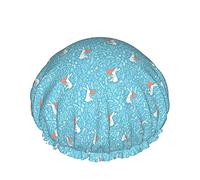 Bonnet de douche imperméable réutilisable de bain élastique de coeurs et d'éléments floraux pour des femmes, casquettes pour l'usage à la maison de station thermale de filles, hôtel et salon de coiffu