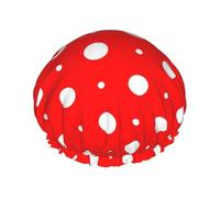 Bonnet de douche imperméable réutilisable pour le bain, les soins de la peau et la maison Motif à pois rouges et blancs