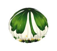 Bonnet de douche imperméable réutilisable vert à quatre feuilles pour femme - Couvre-cheveux élastique pour bain, spa, voyage et utilisation quotidienne