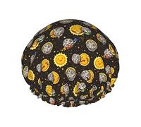 Bonnet de douche imperméable Solar Eclipse, bonnet de bain élastique pour cheveux, protection de l'environnement, bonnet de bain pour cheveux, double couche imperméable.