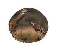 Bonnet de douche imperméable surdimensionné avec motif chasse au cerf pour femmes et hommes, réutilisable, léger et doux