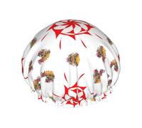 Bonnet de douche imprimé à huit sens - Bonnet de bain double couche avec doublure élastique - Idéal pour la maison, le spa, l'hôtel et les voyages