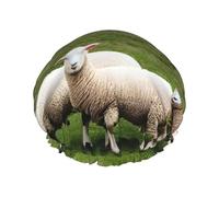 Bonnet de douche imprimé agneau et mouton pour femme, léger, réutilisable, doux, double couche imperméable, étanche.