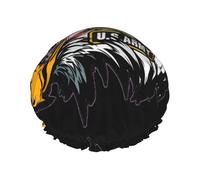 Bonnet de Douche Imprimé Aigle Drapeau Américain Cool US Army Cool - Réutilisable Double Couche avec Bande Élastique - Parfait pour la Maison, Spa, Hôtel et Voyage
