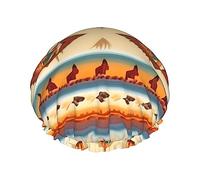 Bonnet de douche imprimé amérindien pour femme, léger, réutilisable, doux, double couche imperméable, étanche.