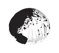 Bonnet de douche imprimé avec image musicale, bonnets de bain imperméables et réutilisables pour femmes, hommes, garçons et filles, salon de spa