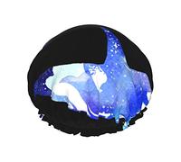 Bonnet de douche imprimé baleine tueuse Orca pour femmes bonnets de douche en tissu double couche réutilisables bonnets de cheveux pour filles