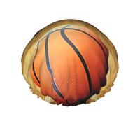 Bonnet de douche imprimé Basketball Arena - Réutilisable, double couche, avec bande élastique - Parfait pour la maison, le spa, l'hôtel et les voyages