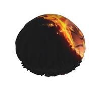 Bonnet de Douche Imprimé Basketball On Fire - Réutilisable, Double Couche, avec Bande Elastique - Parfait pour la Maison, Spa, Hôtel et Voyage