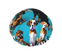 Bonnet de douche imprimé Beagle, élastique et réutilisable pour cheveux longs, grand bonnet de douche imperméable, pour femmes, hommes, enfants
